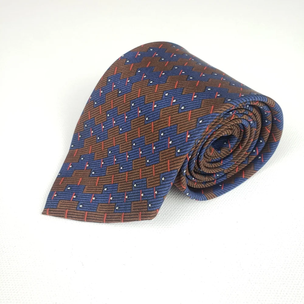 ADONIS brown & Blue Classic Men's Neck tie - Picture 1 of 8
